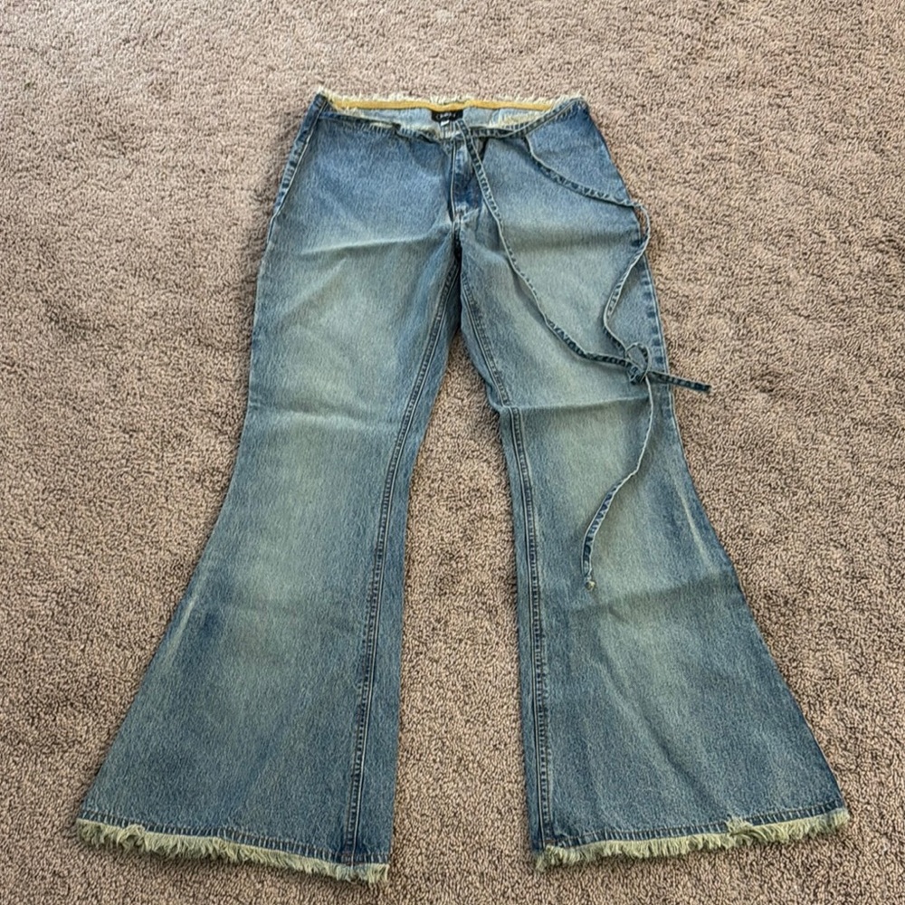 Stone washed no waistband Flare Jeans..retro style